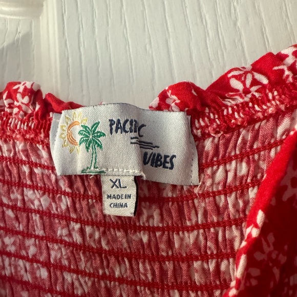 Red Floral Full Length Sundress - Picture 3 of 5